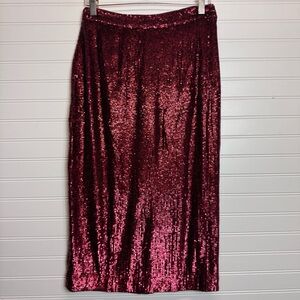 A.L.C.  Burgundy Red Sparkly Sequin Pencil Skirt Women’s Sz 2